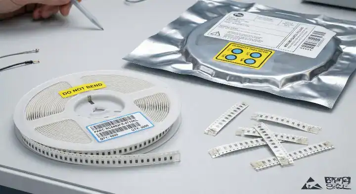 kitting for pcb assembly Proper continuous SMT tape and reel next to rejected loose cut tape strips