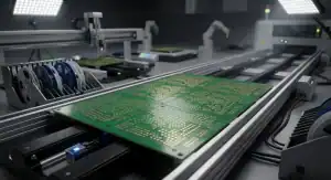 pcb panelization for assembly showing a high quality multi up array on an automated SMT production line cleanup