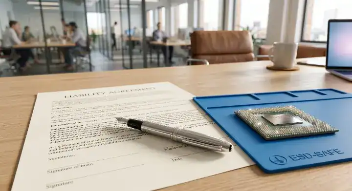 pcba consignment inventory A signed liability agreement document next to a high value BGA component