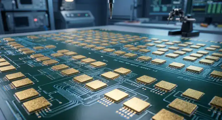 5G base station PCB material Close up of a 28GHz mmWave AAU antenna array using Astra MT77 laminate