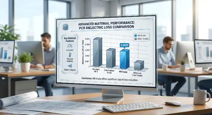 EM 892K2 electrical properties and Df dissipation factor comparison chart on a digital screen cleanup