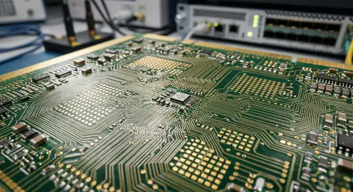 EM 892K2 material used in high speed 1.6T network switch PCB line card routing cleanup