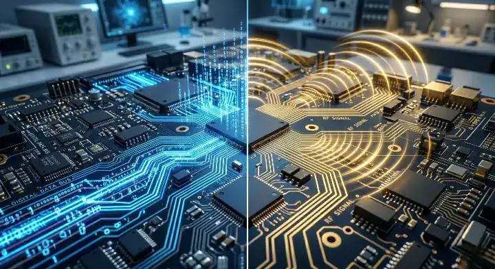 I Tera MT40 PCB laminate handling both high speed digital data streams and RF microwave signals