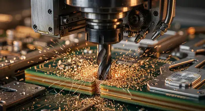 Industrial CNC drilling process for high layer count Megtron 6 PCB fabrication