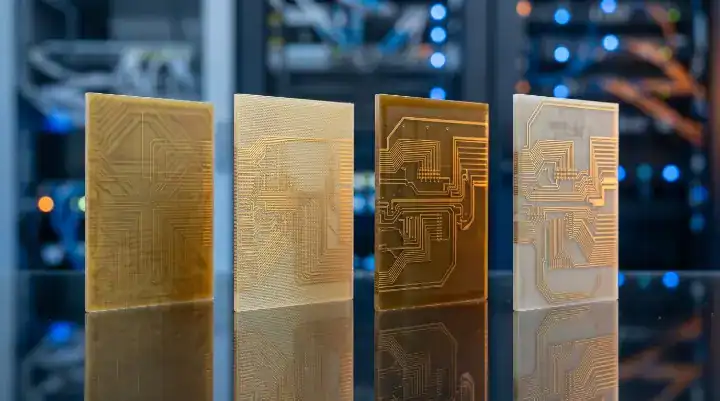M8 CCL comparison showing high speed PCB laminates like Megtron 8, EM 892K2, and DS 7409DJN+ used in AI servers