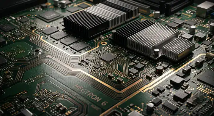 Megtron 6 PCB material used in a high density M6 grade AI server compute board