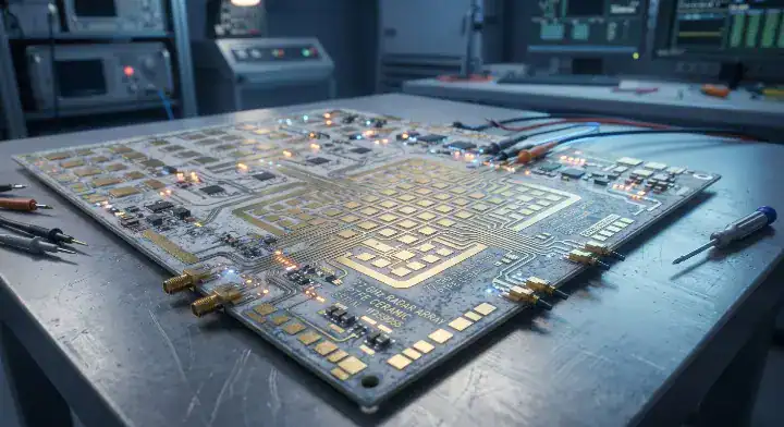 RO3003 PCB material 77 GHz automotive radar module board with microstrip feed lines