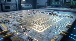 RO3003 PCB material Macro shot of a high frequency 77 GHz automotive radar board using ceramic filled PTFE