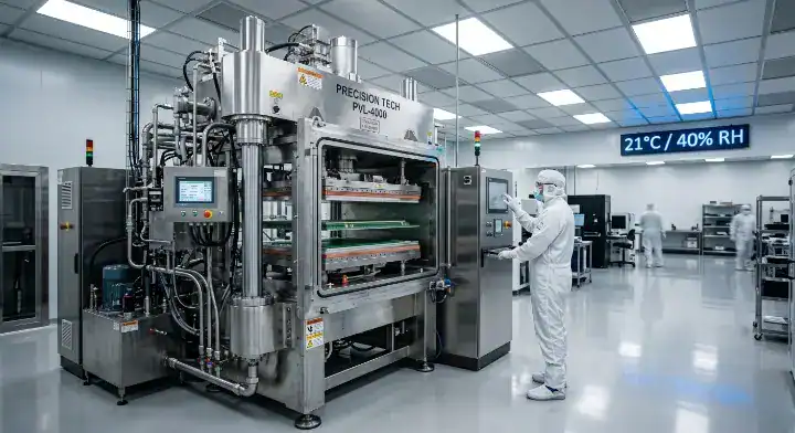 Tachyon 100G PCB lamination process in a strict 40% RH moisture controlled cleanroom, processed without the need for plasma desmear