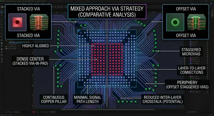 stacked vs staggered microvia mixed bga fanout strategy