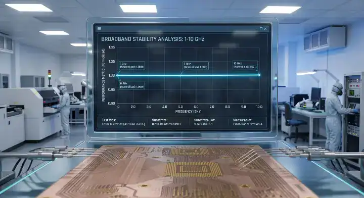 3D data chart showing Isola I Speed extremely flat dielectric constant (Dk) stability from 1 GHz to 10 GHz