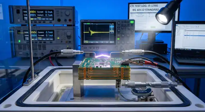 High voltage CTI testing on IT 150DA vs S1150G halogen free PCB material samples