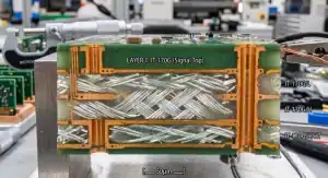 IT 150DA PCB material cross section showing halogen free Tg150 resin layers under magnification