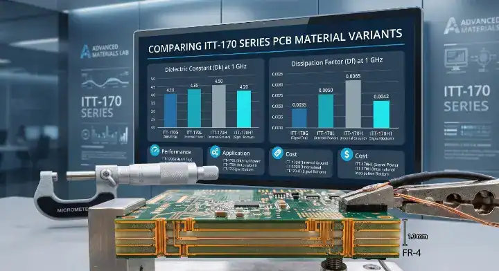 IT 170 variants comparison chart showing Dk and Df values for GLE and GRA models