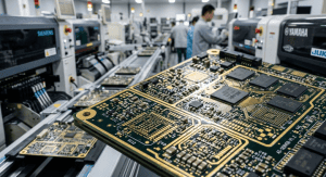 S1000 2M PCB High Tg 16 layer hybrid stackup board for AI servers in a manufacturing facility