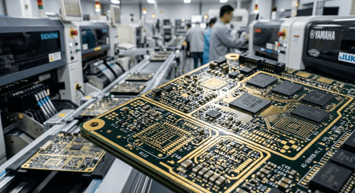 S1000 2M PCB High Tg 16 layer hybrid stackup board for AI servers in a manufacturing facility