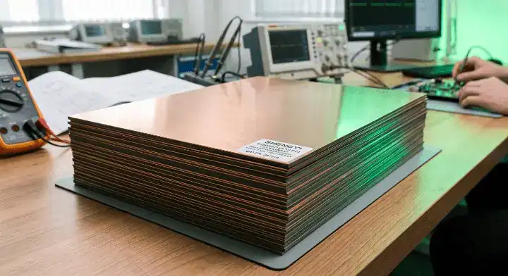 S1170G PCB Stack of premium Shengyi halogen free Tg170 laminates in an engineering laboratory