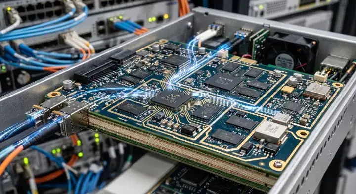 S7136H PCB utilized in a 5G small cell base station hybrid stackup cleanup