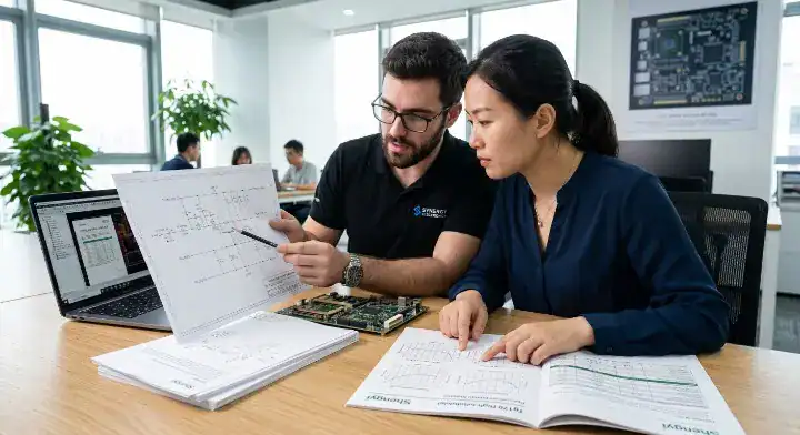 TU 768 PCB Hardware engineers analyzing Tg170 laminate properties and signal integrity datasheets