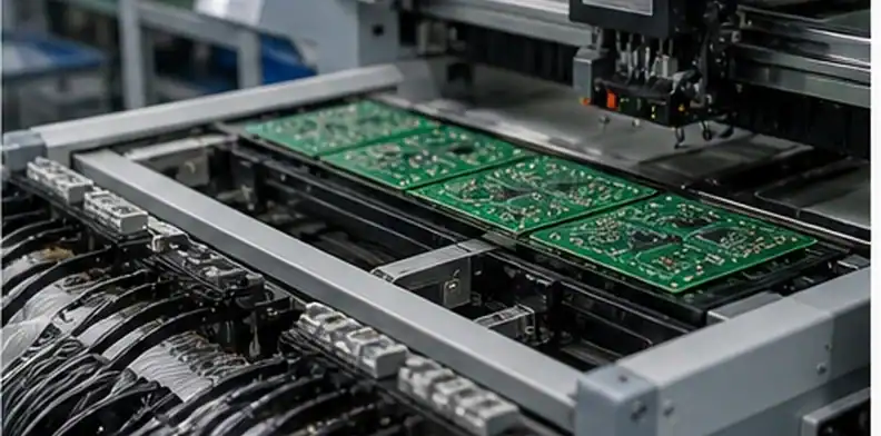 SMT assembly line preparing PCB panels for turnkey PCBA production