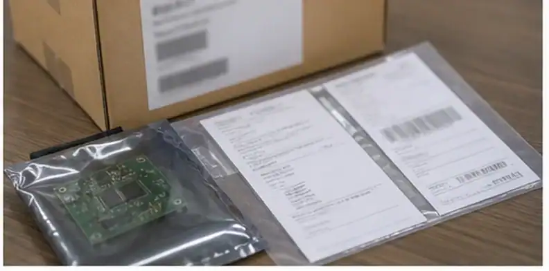 PCB shipping RFQ package with packing documents and antistatic sample board