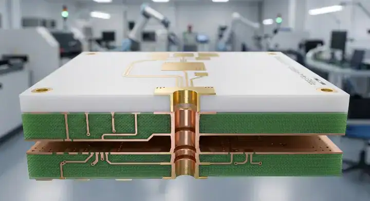 layer hybrid stackup PCB design cross section combining Shengyi mmWave77 ceramic PTFE and high Tg FR 4 digital layers