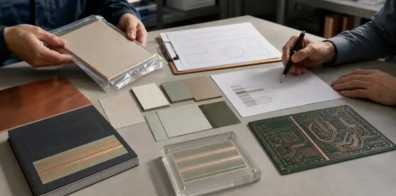 Material supplier documentation and PCB stack-up evidence prepared for qualification