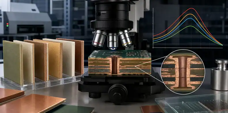 High-Tg laminate constructions and a plated-through-hole section under reliability review