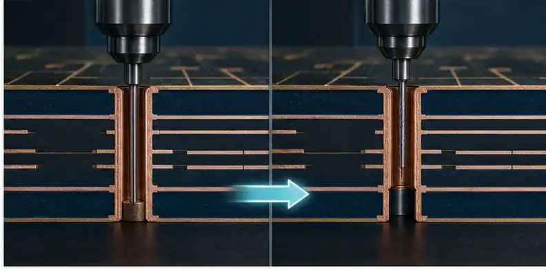 PCB backdrill requirements shown through the first two section requirements and geometry evidence