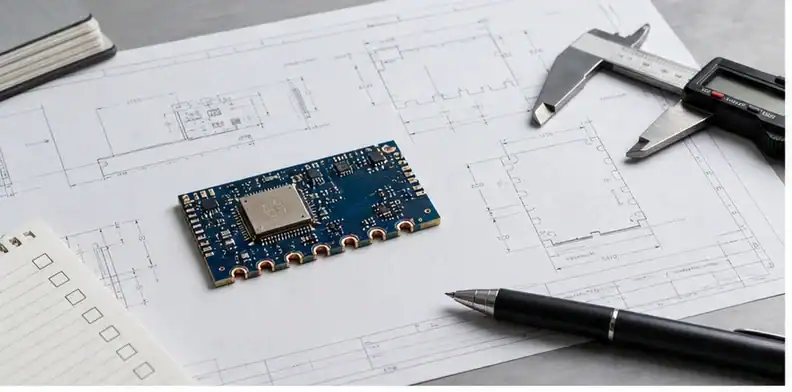 PCB castellated holes requirements shown in an RFQ review desk with fabrication evidence