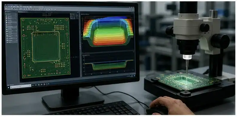 PCB controlled depth routing requirements shown through manufacturing and inspection evidence
