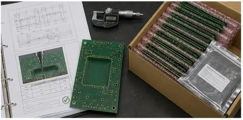 PCB controlled depth routing requirements shown through final quotation approval and shipment evidence