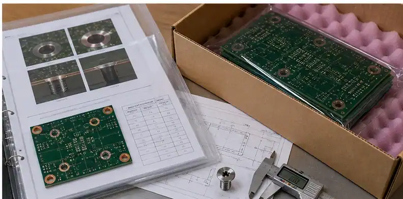 PCB countersink holes requirements shown through final quotation approval and shipment evidence