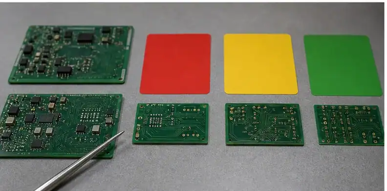 PCB deviation request approval risk decision with red yellow green cards