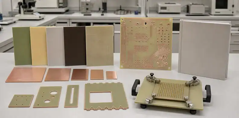 PCB material, finish, mechanical feature, and quality-test samples