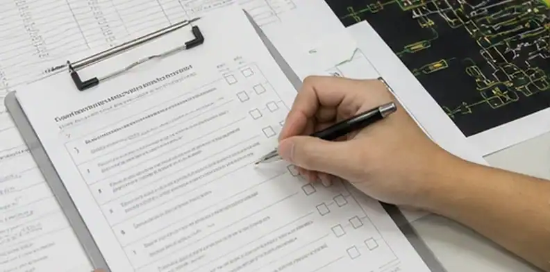 Engineering approval checklist beside Gerber printouts for material change control