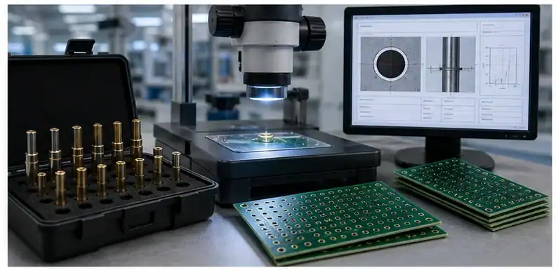PCB press-fit hole tolerance shown through manufacturing planning and inspection evidence