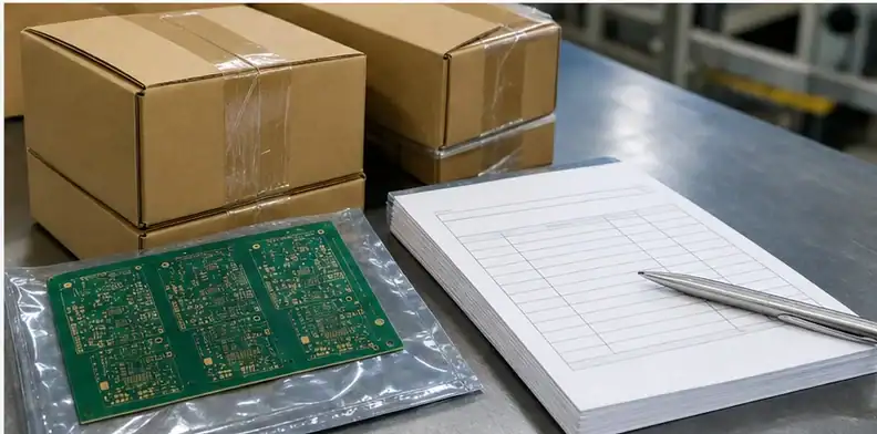 PCB production release package final supplier acknowledgment with cartons and approved sample