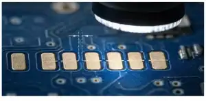 PCB solder mask bridge requirements shown in a quote-ready PCB manufacturing review scene