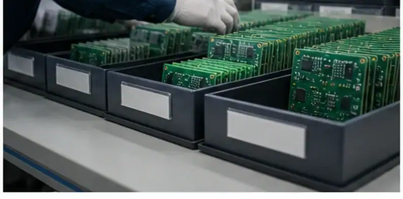 Incoming PCB quality inspection trays prepared for claim verification