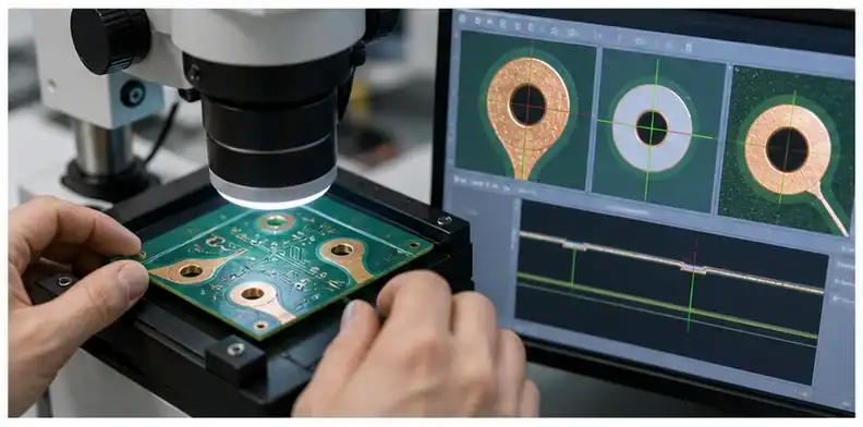 PCB teardrop requirements shown through DFM approval and inspection evidence