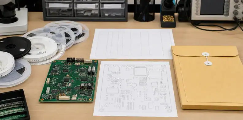 Controlled PCBA file package with BOM, drawings, and components