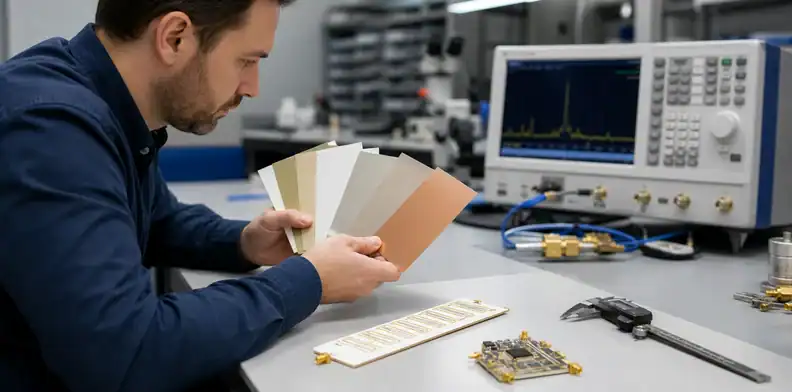 Rogers RO3000 PTFE laminate family matrix with low-Dk and high-Dk RF board samples