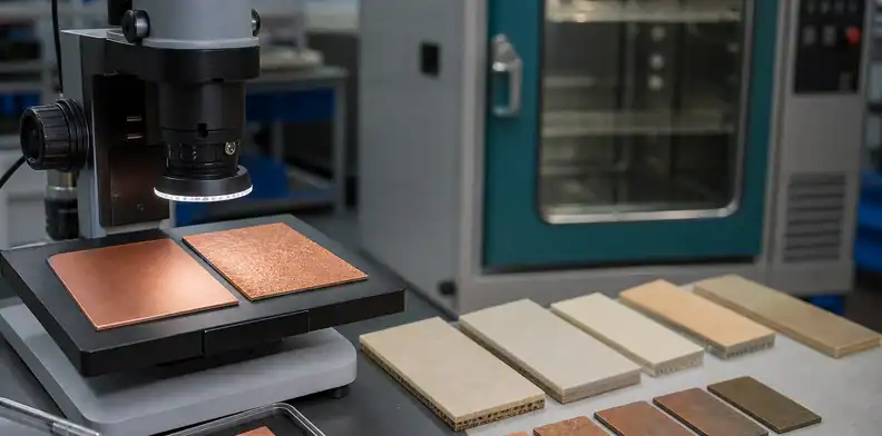 Smooth copper foil samples and aged RF laminate coupons used to compare LoPro loss and oxidation risk