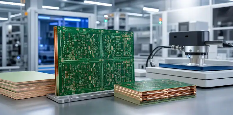 TU-662 PCB laminate samples in a production materials lab