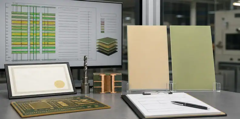PCB fabrication release package, drill inspection, impedance coupon, and two laminate candidates