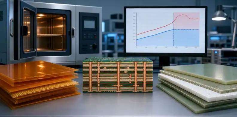 Polyimide laminate and multilayer PCB beside a thermal rating decision chart