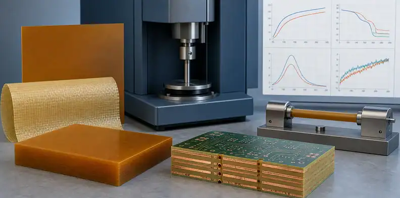 Polyimide laminate, prepreg, multilayer PCB cross-section, and thermal test instruments
