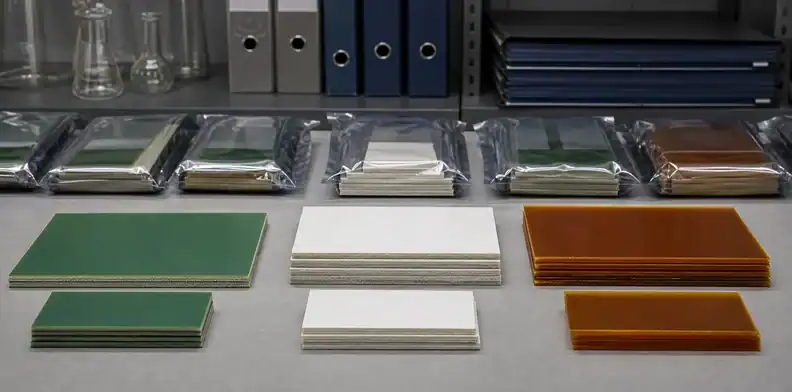 PCB laminate family selection with site and lot qualification records