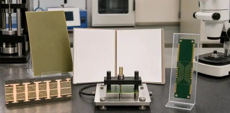 VT-47 thermal and electrical material qualification in a PCB lab
